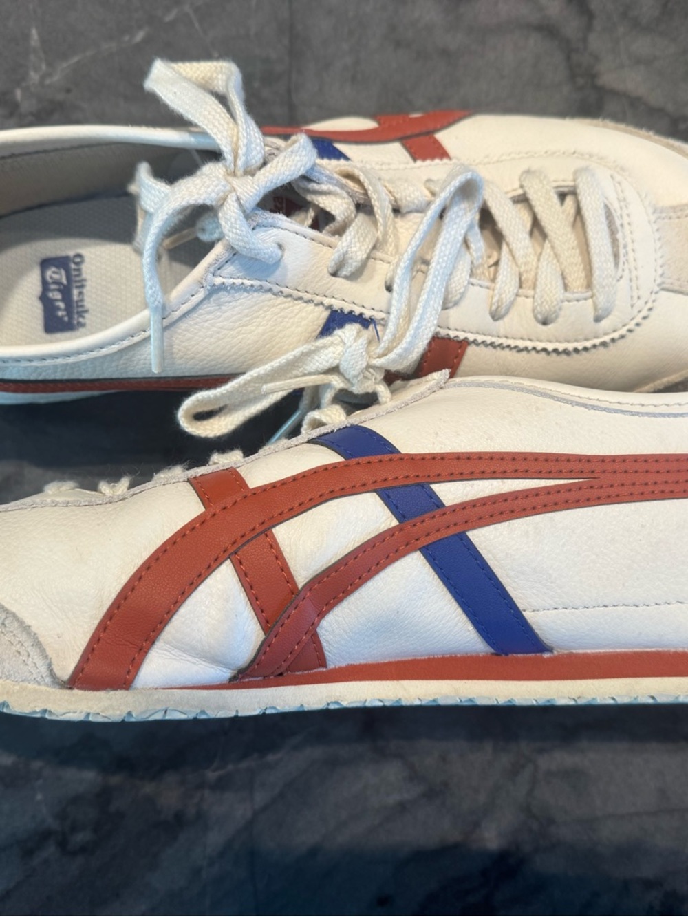 Onitsuka Tiger Mexico 66 White Blue Red Leather Low Top Sneakers Athletic Shoes - Picture 4 of 10